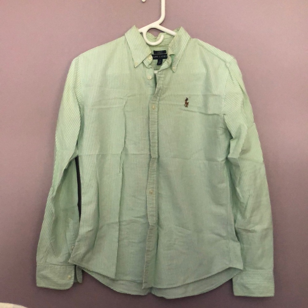 Green Striped Ralph Lauren button-front